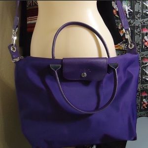 Grape Purple Longchamp Tote Purse Bag GUC